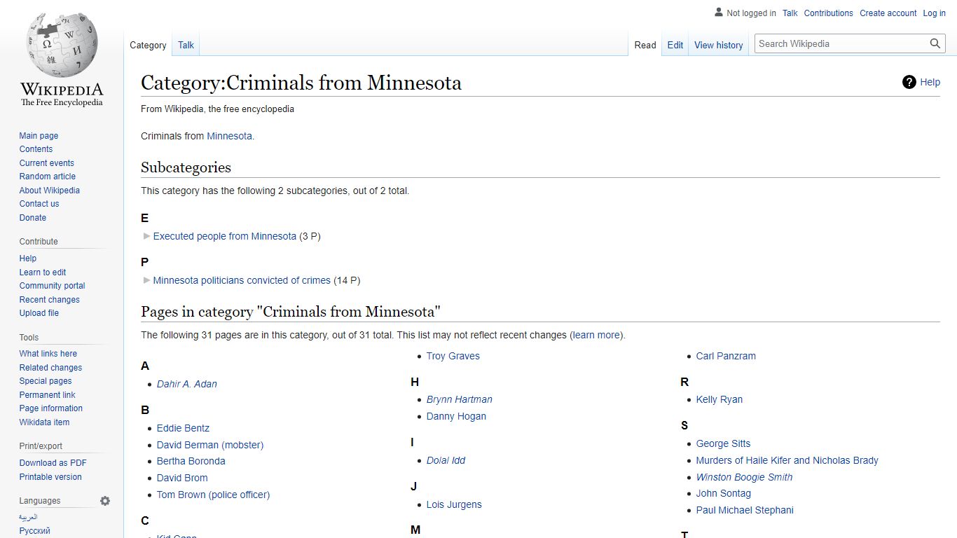 Category:Criminals from Minnesota - Wikipedia